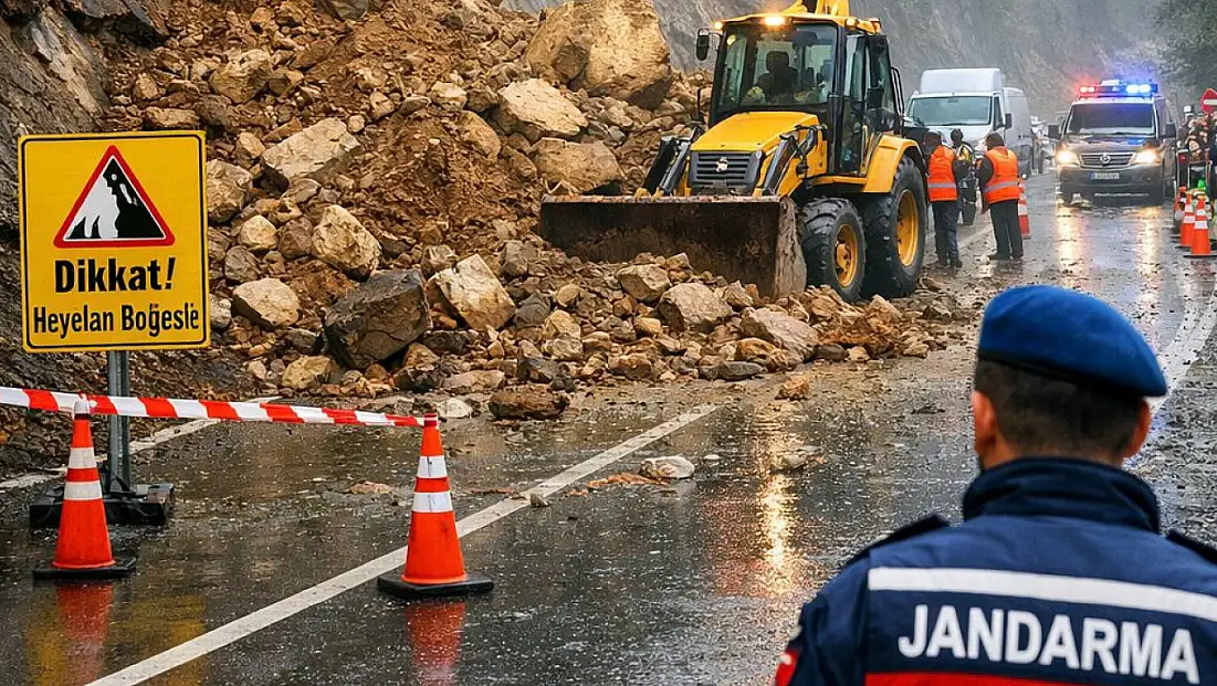 Ödemiş Bozdağ yolunda heyelan meydana geldi