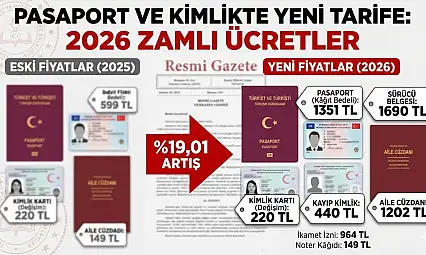 PASAPORT VE KİMLİKTE YENİ TARİFE