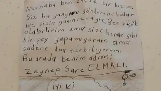 Küçük Yürekten Büyük Destek: Ödemiş'te Minik Bir Kızdan İtfaiyecilere Duygulandıran Not