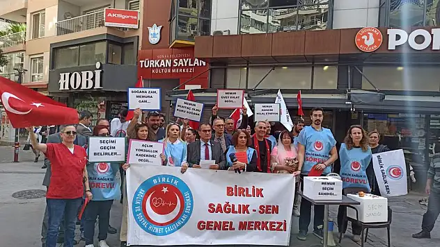 Memurlardan gelinli damatlı ilginç protesto