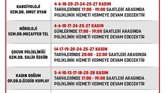 ???? ÖDEMİŞ DEVLET HASTANESİ'NDEN DUYURU