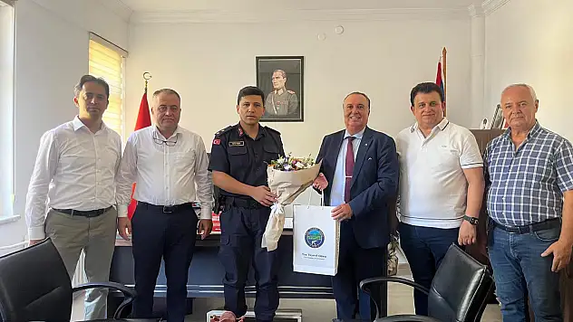 Tire Ticaret Odası'ndan İlçe Jandarma Komutanı Güven'e Hayırlı Olsun Ziyareti
