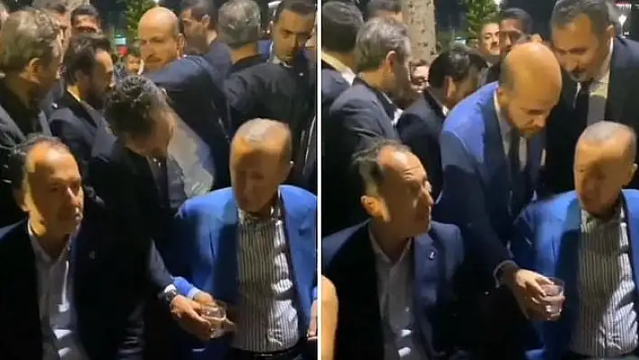 Cumhurbaşkanı Erdoğan’ın korumasının getirdiği açık suyu içmemesi viral oldu