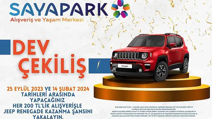 Sayapark AVM çekilişle cip veriyor