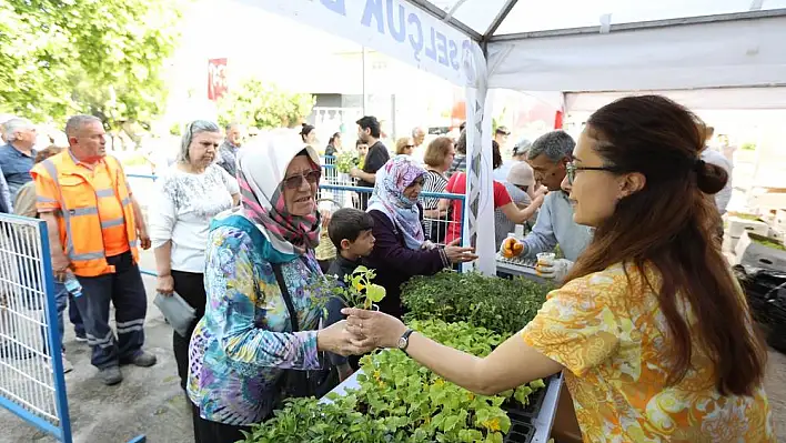 Selçuk'ta dağıtılan fideler, sofraları bereketlendirdi