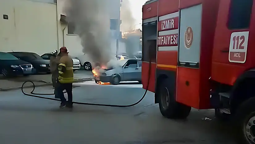 ALEV ALEV YANAN OTOMOBİL KORKU YARATTI