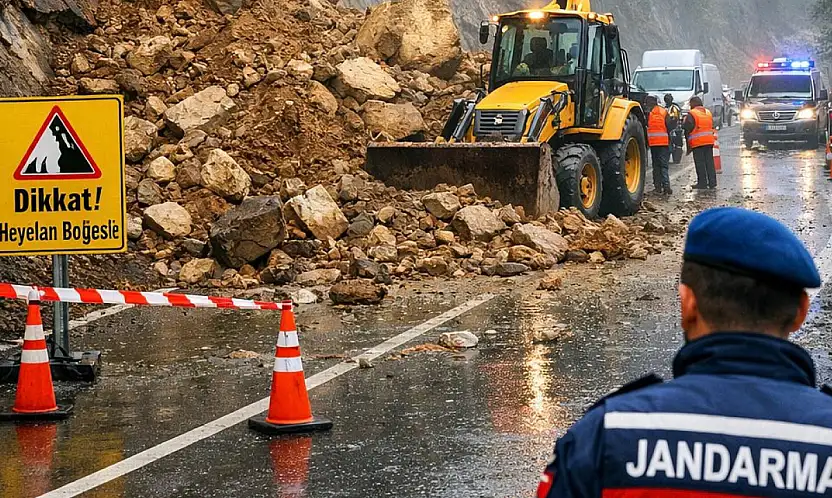 Ödemiş Bozdağ yolunda heyelan meydana geldi
