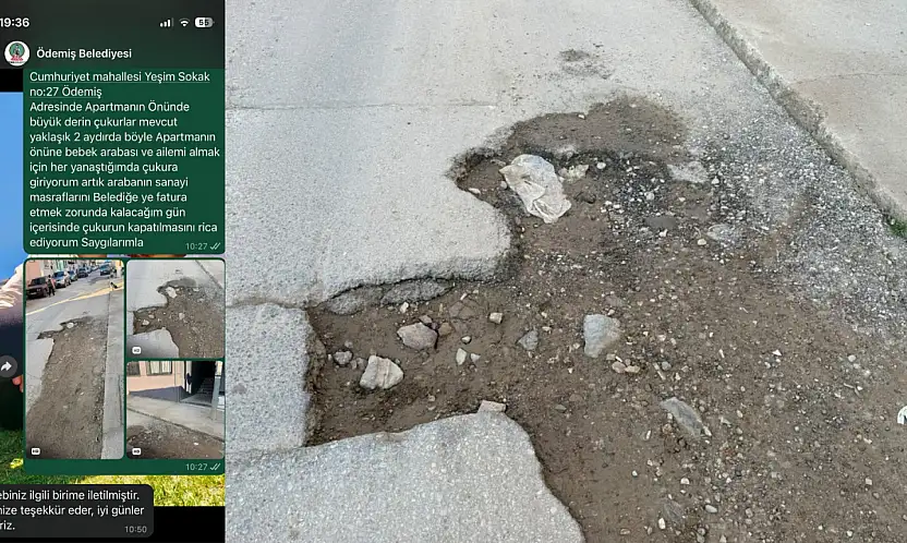 ÖDEMİŞ'TE İDDİAYA GÖRE BELEDİYE İHBARLARA KULAK TIKADI: 2 AYDIR KAPATILMAYAN ÇUKURLAR TEPKİ ÇEKİYOR